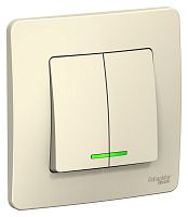 Выключатель с подсветкой с рамкой Systeme Electric Blanca 2-кл. молочный картинка